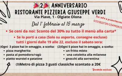 Speciale Anniversario – Dall’1 Febbraio al 15 Marzo super promozioni