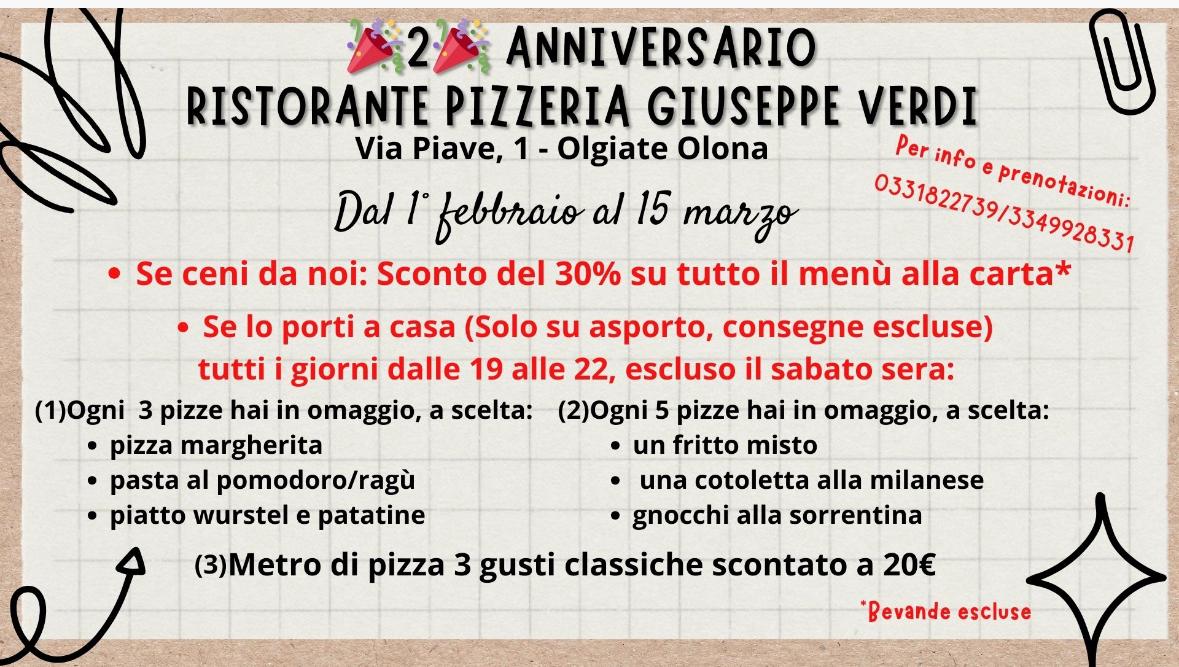 Dall'1 Febbraio al 15 Marzo - Anniversario del ristorante